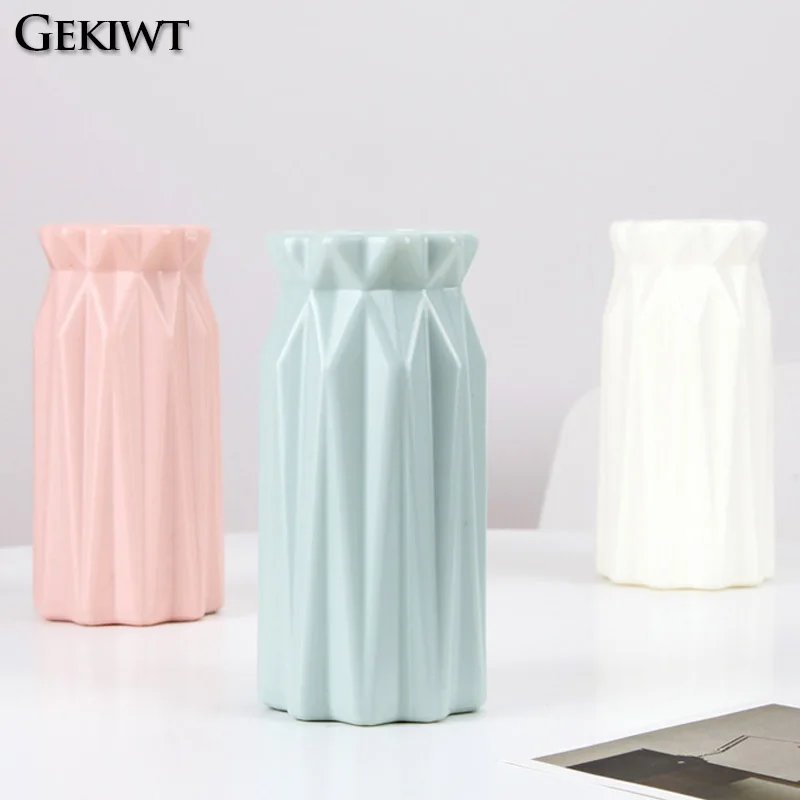 Plastic Dried Flower Vase with Minimalist Geometry Plastic Flower Pot Living Room Small and Fresh Flower Arrangement Decoration 2