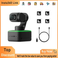 Insta360 Link 4K Action Camera with AI Tracking Gesture Control Webcam 1/2 Inch Sensor Noise-Canceling Microphones for Vloggers 1