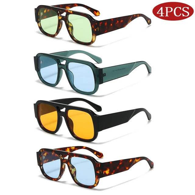 Lunettes de protection 1/4 ensembles grand cadre Double ponts lunettes de soleil carrées femmes couleur bonbon hommes lunettes Sports de plein air nuances 1