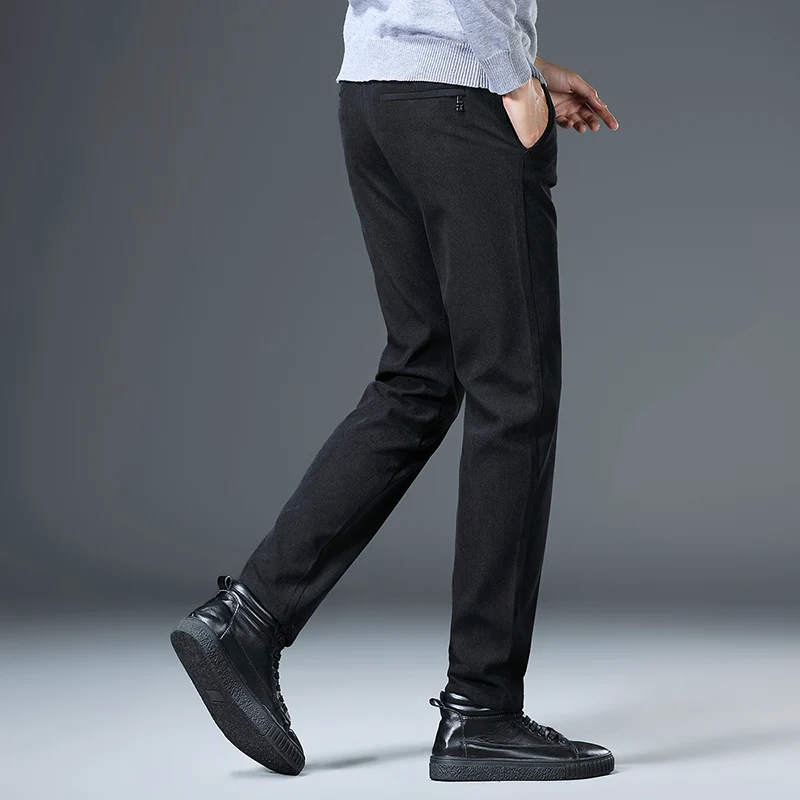 Men's Autumn Winter Solid High Waisted Button Zipper Pockets Casual Wide Leg Vacation Trousers Fashion Loose Office Lady Pants