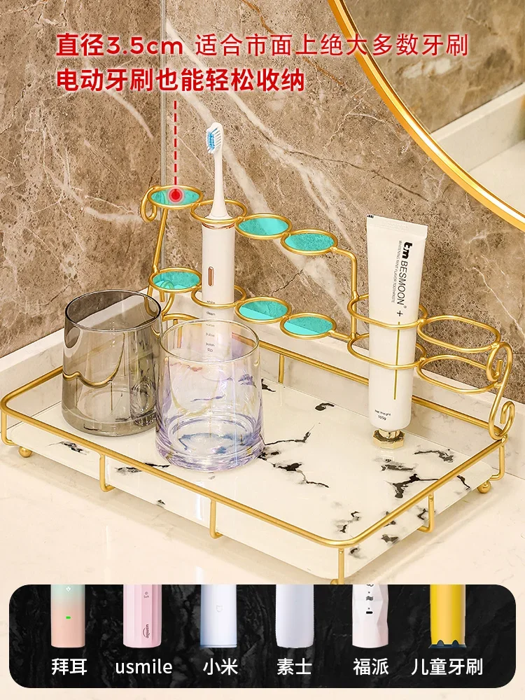 Bathroom, wash table, toothbrush shelf, countertop, light luxury bathroom, mouthwash cup, electric toothbrush storage