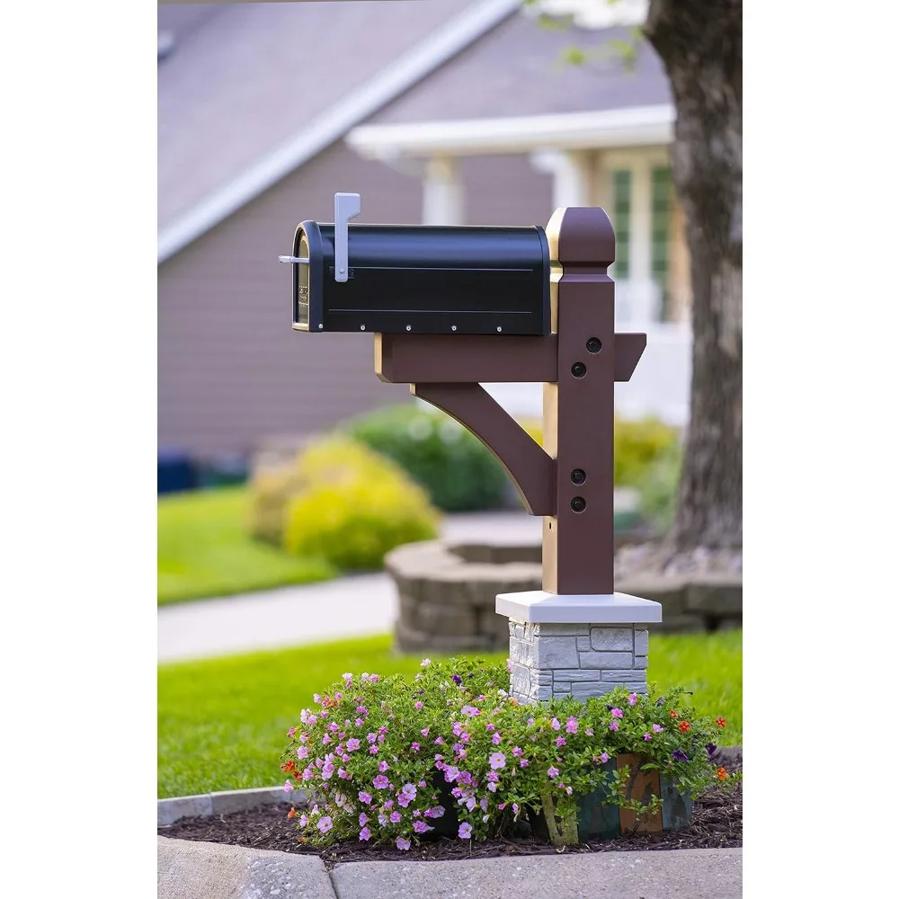 Mailbox Post Set Cross-Arm Classic Coffee Post box not included
