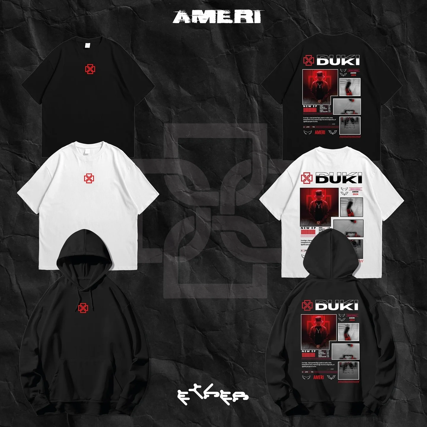Rapper Duki Antes De Ameri 그래픽 T 셔츠 남성 패션 T 셔츠 남성 여성 힙합 오버 사이즈 T 셔츠 streetwear