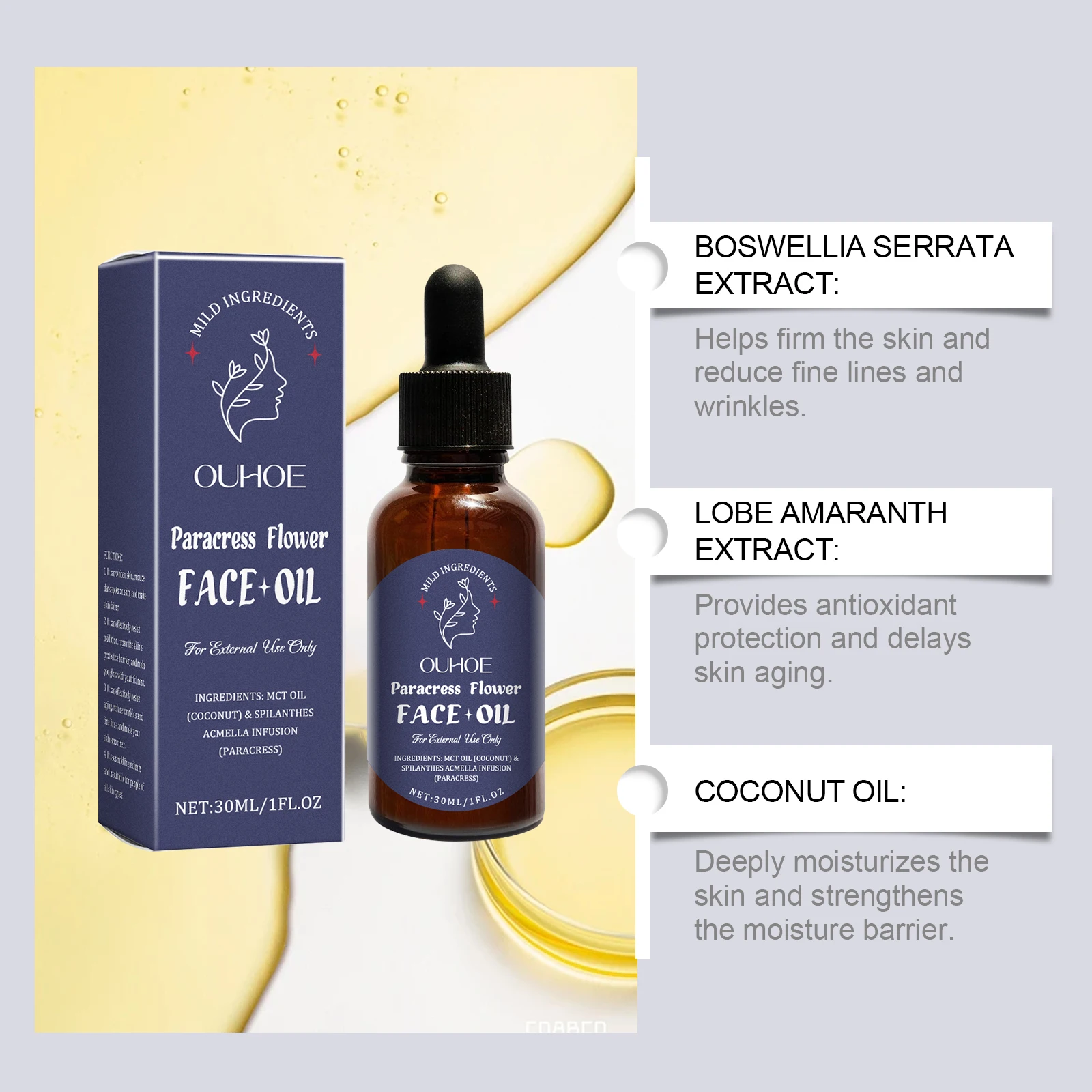 Moisturizing Facial Oil for Anti-Wrinkle, Firming, and Brightening