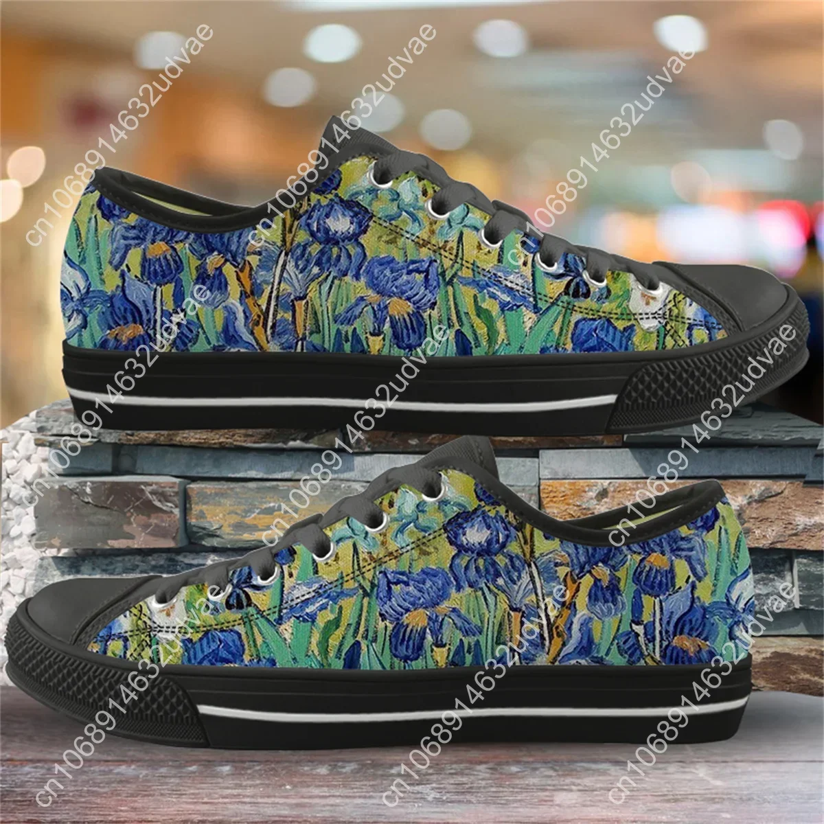 Van Gogh Oil Painting Sunflower Canvas Shoes Women's Lightweight Breathable Flat Shoes Outdoor Fitness Lace-Up Sneakers Zapatos