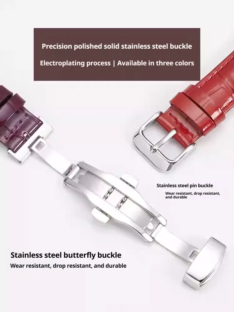 Luxurious Glossy Genuine Leather Watchband – Premium Top Layer Cowhide Strap