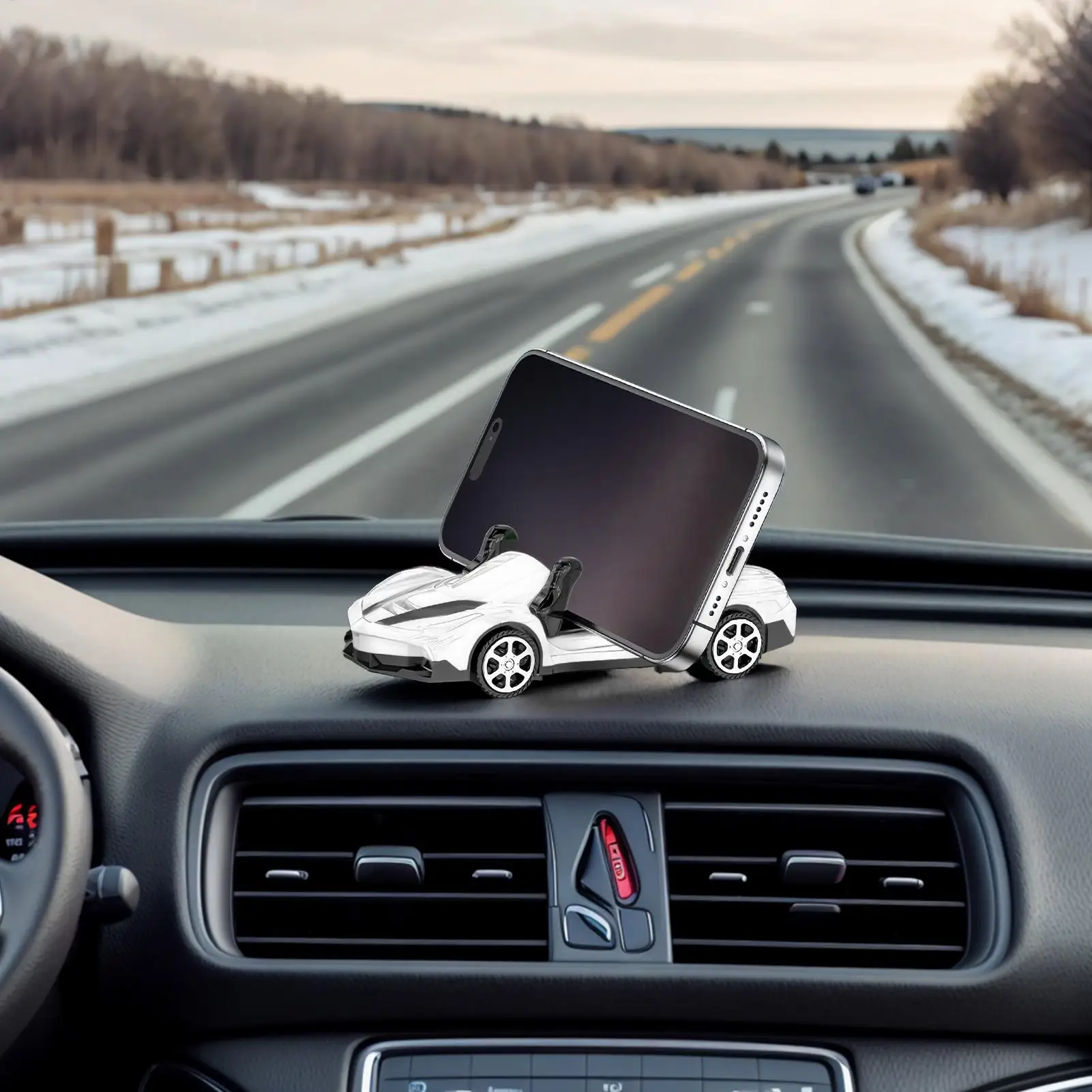 Cell Phone Car Mount Car Shape Phone Holder Anti-Slip Automotive Interior Decorations For GPS Calling Driving Navigation Video