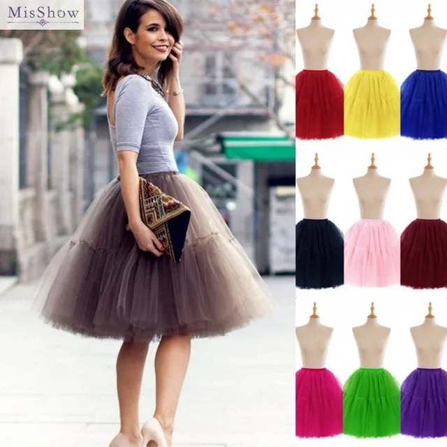 MisShow Women Tutu Short Skirt High Waist Mesh Soft Tulle Skirt Puffy Pettiskirt Prom Ball Gown Party Dance Tutu Dress