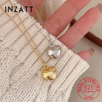 INZATT Real 925 Sterling Silver Heart 18K Gold Pendant Customized Necklaces for Women Classic Fine Jewelry Charms Accessories