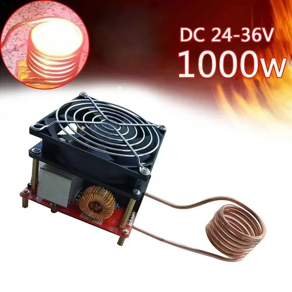 1000w ZVS Induction Heating Plate Board Kit Heater Cooker Coil Tube Diy 100*100*85mm Black Tool Accessories induction heater