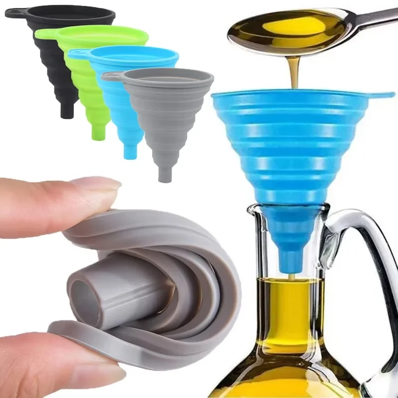 Silicone Car Engine Funnel Liquid Funnel Washer Fluid Change Foldable Portable Auto Engine Oil Petrol Change Tools