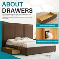 King Size Bed Frame with 64-inch High Headboard, Simple and Airy Linen Upholstered Platform Bed with Storage, Customized 4