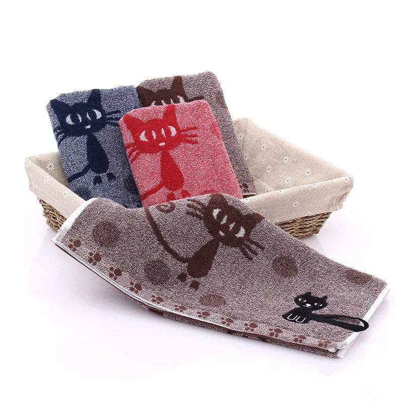 

Japan Kitten Towel 25x50cm/Pcs Soft Cotton Children Face Towel High Quality Cat Embroidery Kids Bathroom Towel Supplies