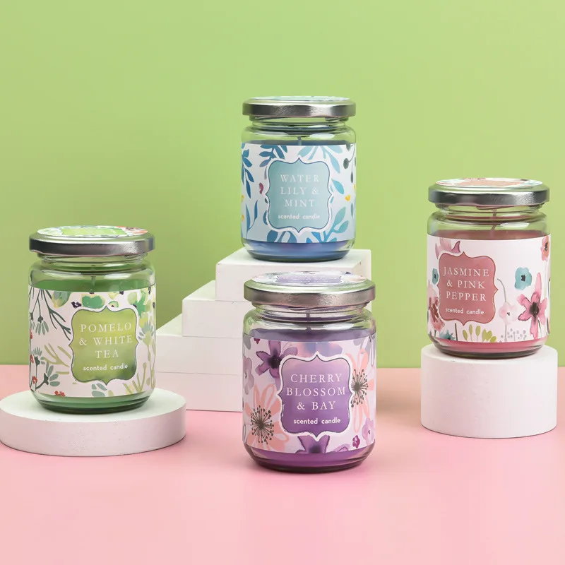 Soy Wax Glass Jar Scented Candle for Bedroom Ambience