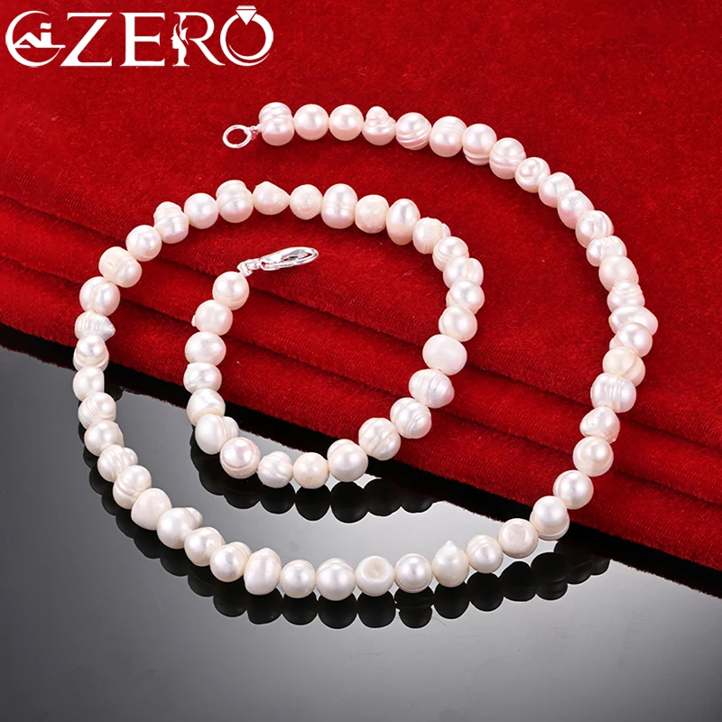 16/18/20 Inch White/Pink/Purple 8mm Artificial Pearl Necklace For Women 925 Sterling Silver Jewelry Wedding Party Accessories