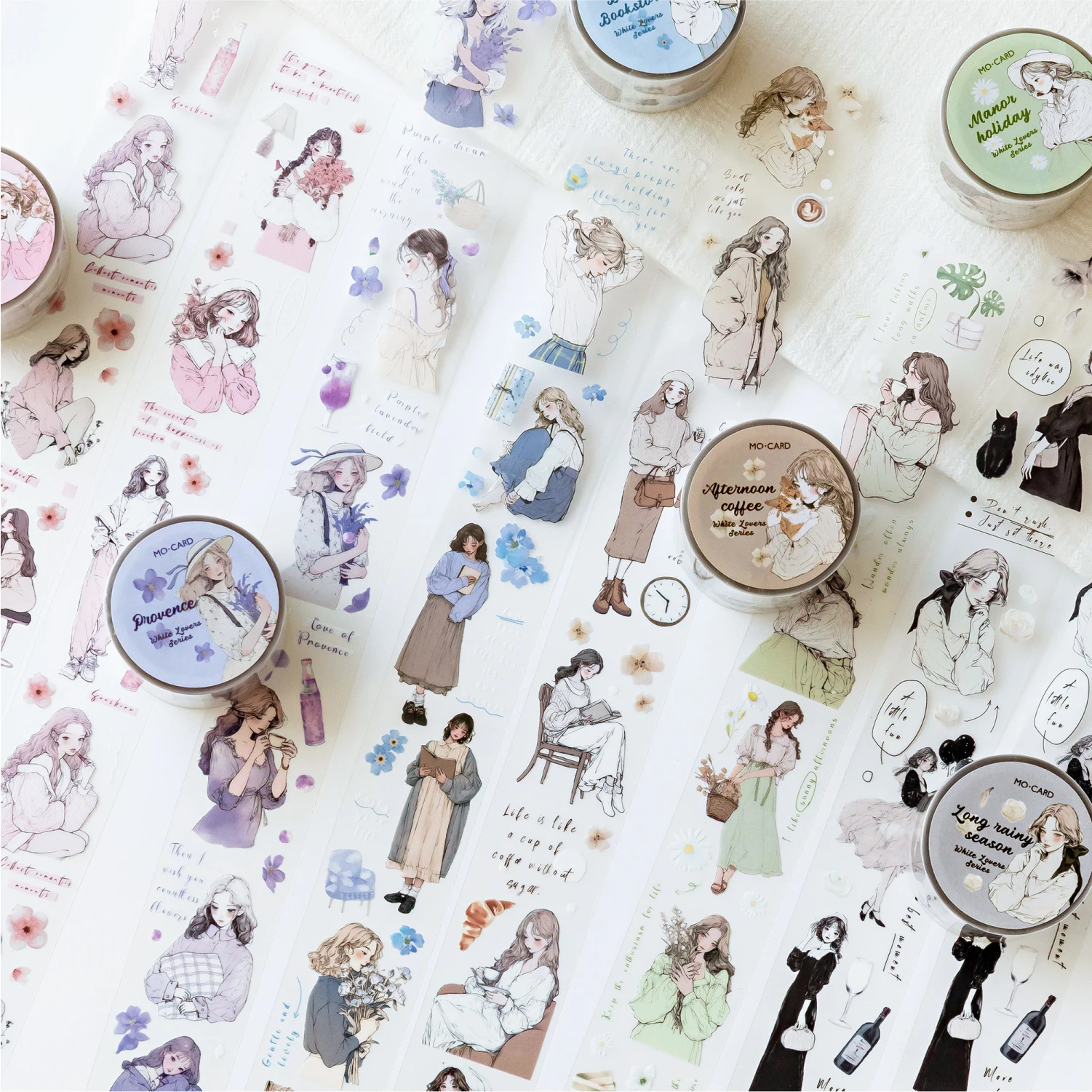 화이트 연인 시리즈 레트로 크리에이티브 장식 DIY pet 테이프, 12 팩/로트