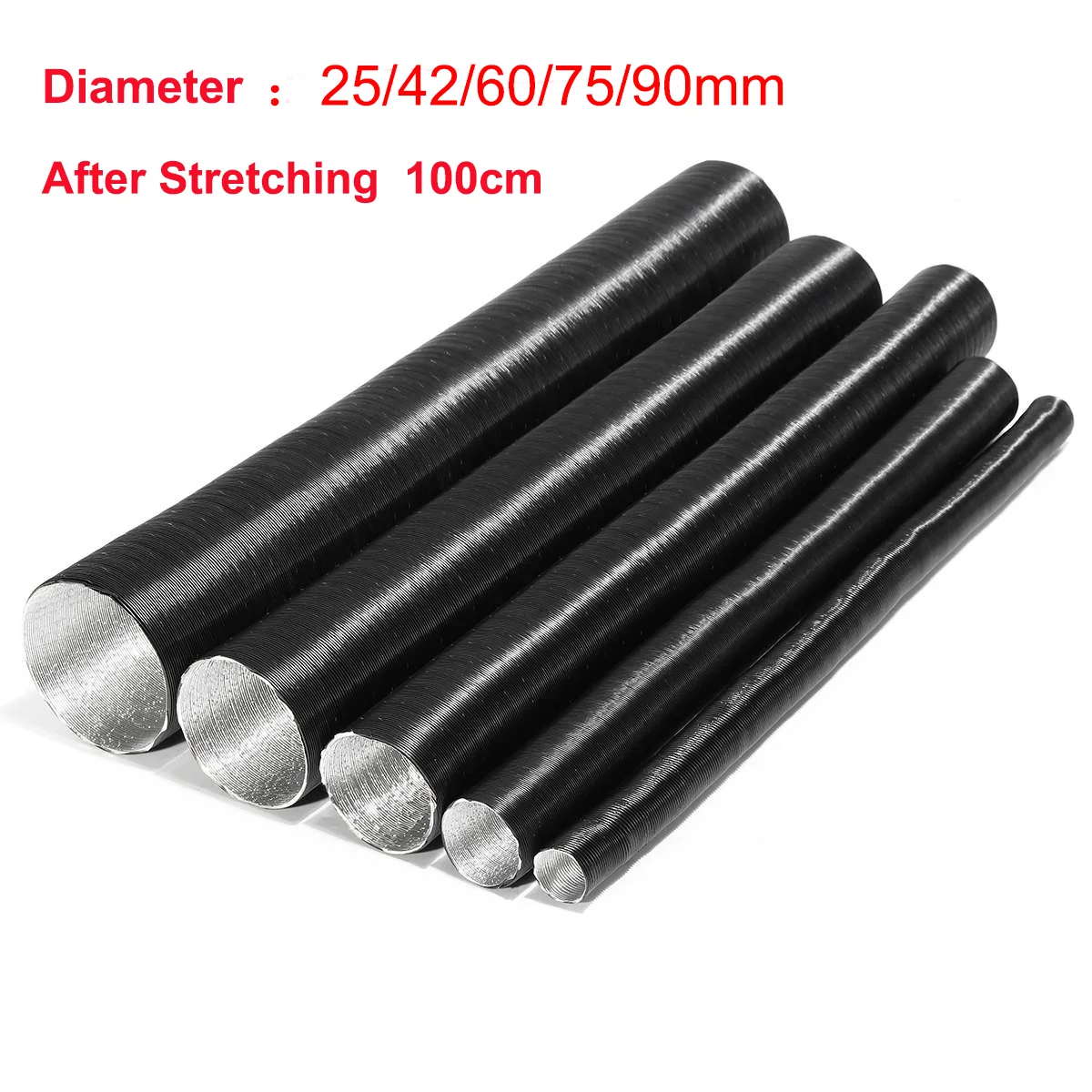Kindgreat 25/42/60/76/90mm Aluminum Foil Warm Air Ducting Intake Outlet  Exhaust Corrugated Hose Pipe For Webasto Eberspacher - AliExpress