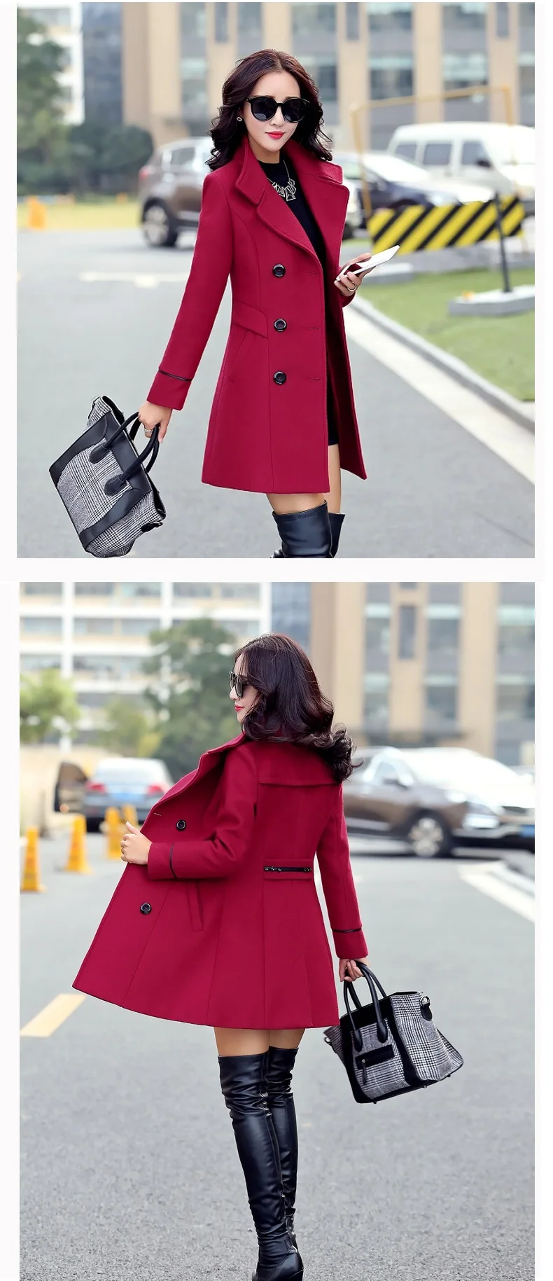 UHYTGF Blends Woolens Overcoat Female Coat Autumn Winter Coats And Jackets Women Loose size Coat Women's Wool Coat Long Tops 647