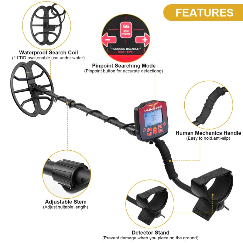 Professional Metal Detector for Treasure Search Pinpointing Underground Gold Circuit Wire Iron Waterproof Detector De Metales