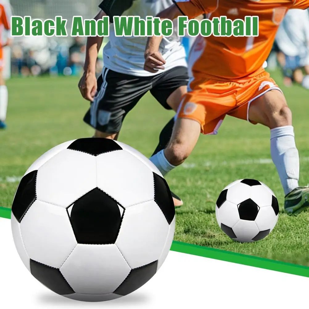 Black and White PU Leather Football for Training and Game