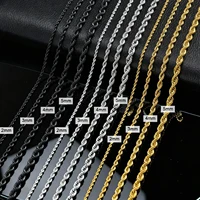 Ropes Long Necklace for Men Women,Stainless Steel Gold Color Twisted Rope Chain Collar,2/3/4/5mm Punk Basic Waterproof Jewelry