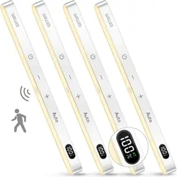 Enhanced Wireless Rechargeable Warm Light Motion Sensor Cabinet and Night Light with Touch Controls & 60 LED Display (Warm  Light 4PCS)