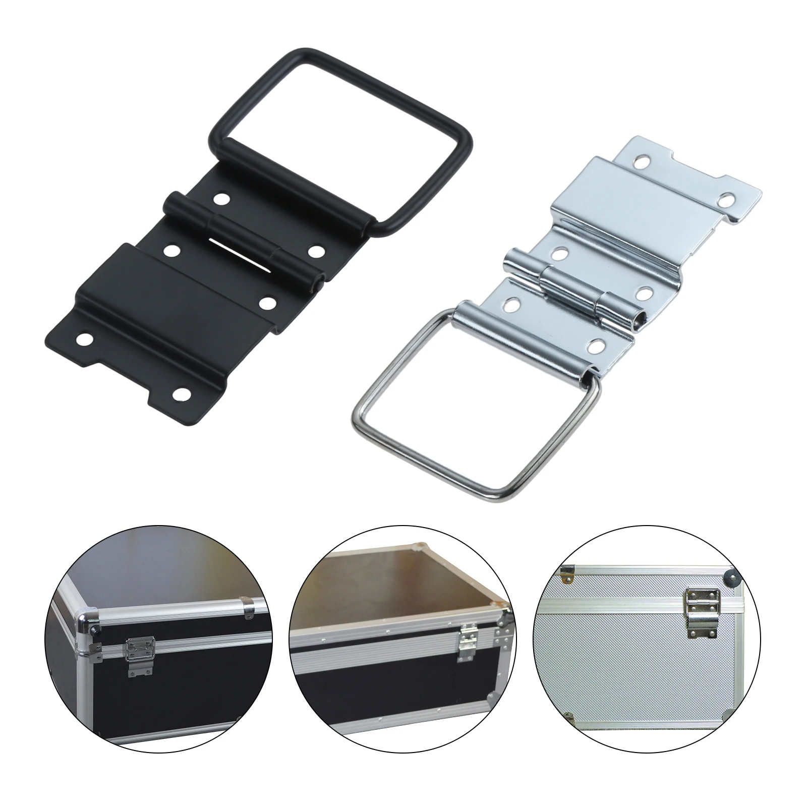 Cabinet Hinges 2Pcs Sliver/Black Flight Case Doors Tool Boxes Lockers Support Hinge Suitcase Fitting Air Box Accessories 6 Hole
