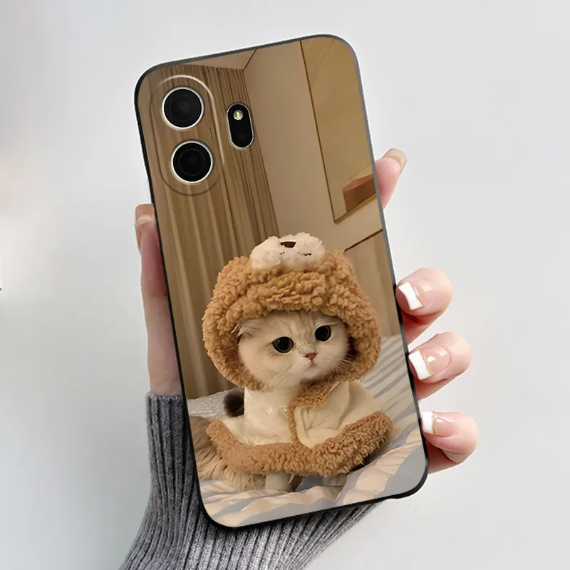 Aesthetic Cute Cat Cartoon Shockproof Silicone TPU Back Cover