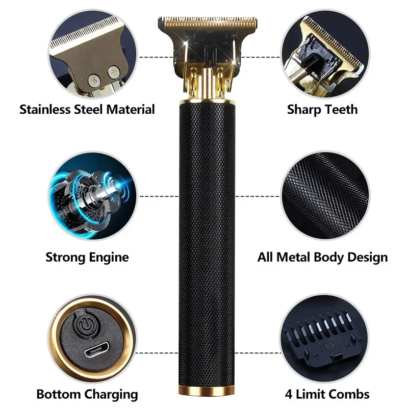 Hair Clipper Electric Rechargeable T9 Vintage Hair Cutting Machine Trimmer for Men Beard Shave for hair clipper