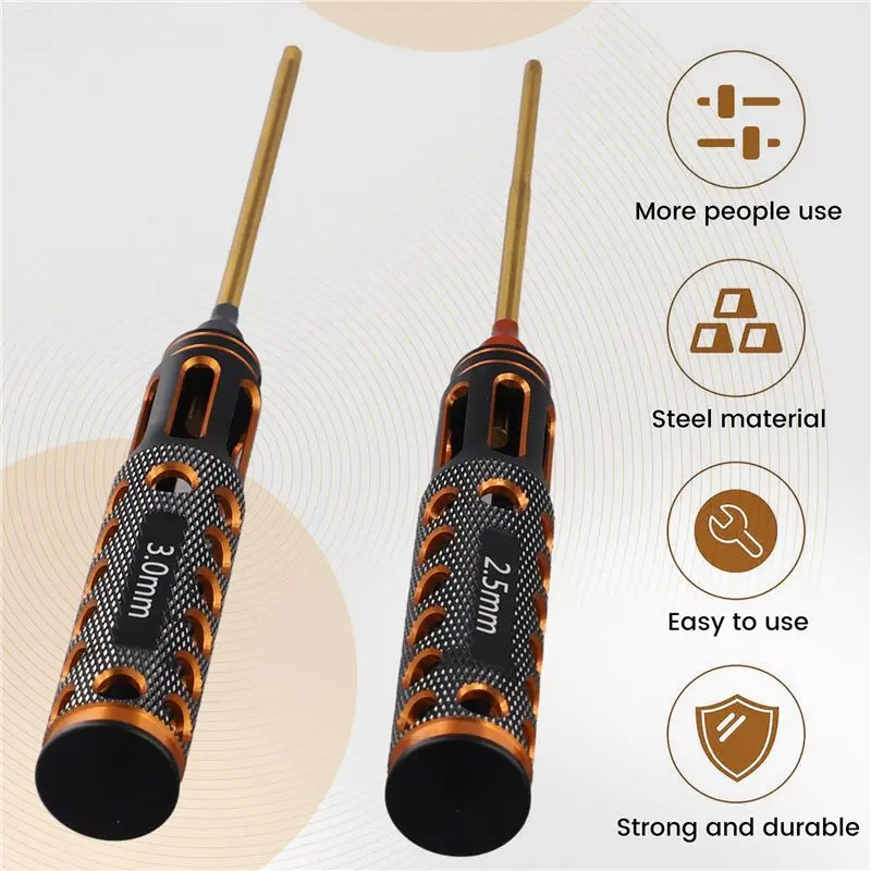 강력 추천-4개/세트 티타늄 도금 1.5mm/2mm/2.5mm/3mm 육각 드라이버 나사 드라이버 도구 RC 모델 자동차 보트 항공기용