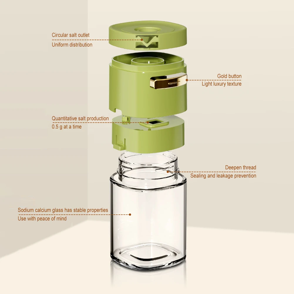 180ml Press Button Metering Salt Jar Multifunctional Visibles Seasoning Bottle For Indoor Outdoor BBQ