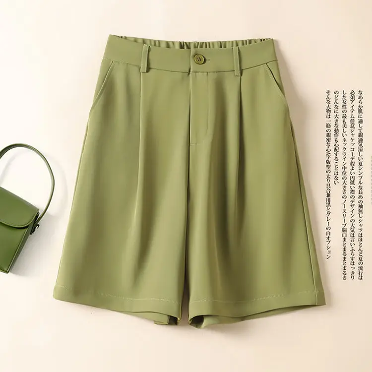 2023 Summer New Women's Clothing Loose High Waist Casual Sagging Sensation Solid Color Wide Leg Trend Fashion Commute Shorts