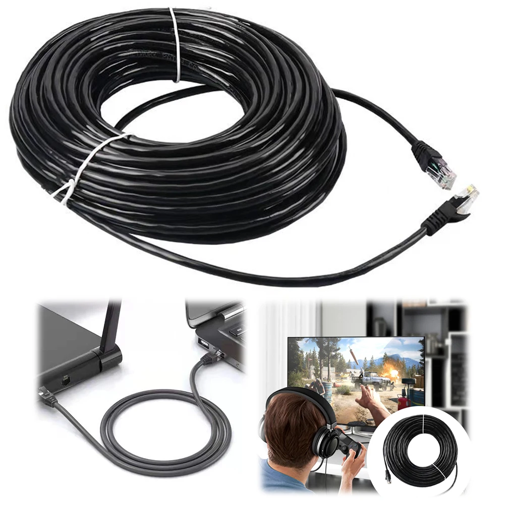 Cat6 외부 이더넷 케이블, 고강도 실외용 이더넷 케이블, 394인치 RJ45 패치 케이블 (벽면 내장형/매립형 라우터용)