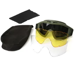 Enhanced Tactical Windproof Goggles with Replaceable Lenses (Green set)