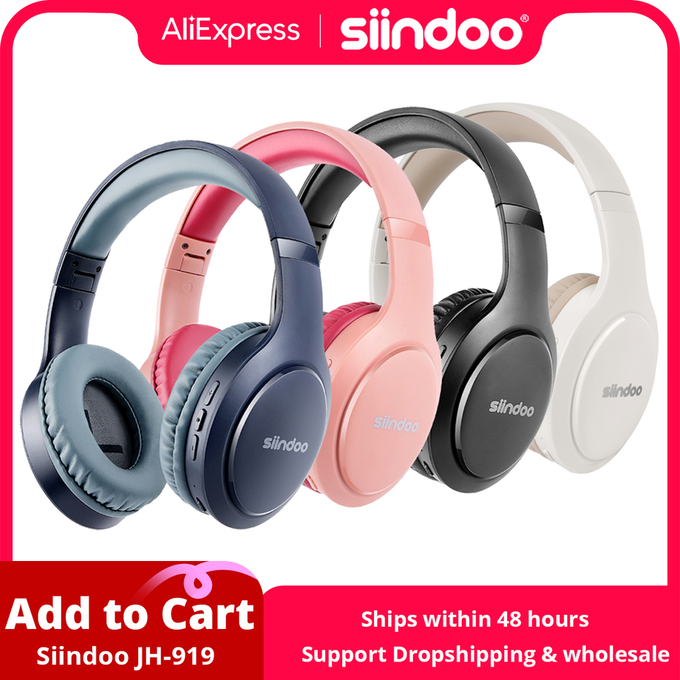 Siindoo Wireless Bluetooth Headphones JH-919 Foldable Stereo Earphones Super Bass Noise Reduction Mic Headset For Iphone TV PC