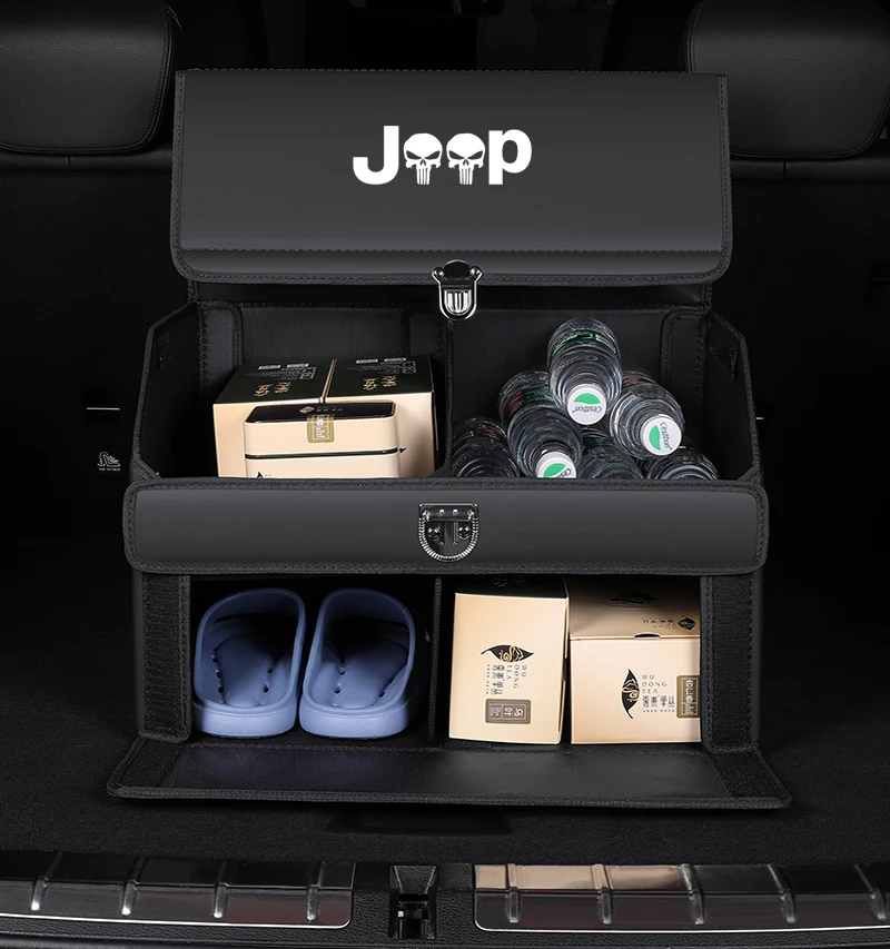Car Leather Trunk Organizer Box Multiuse Storage Box Stowing Tidying