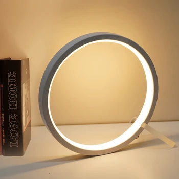 원형 LED 테이블 램프, USB 버튼, 무단 조광 독서 책상 램프, 침실 장식, 야간 조명, 침대 옆 테이블 램프, 15 cm, 20cm