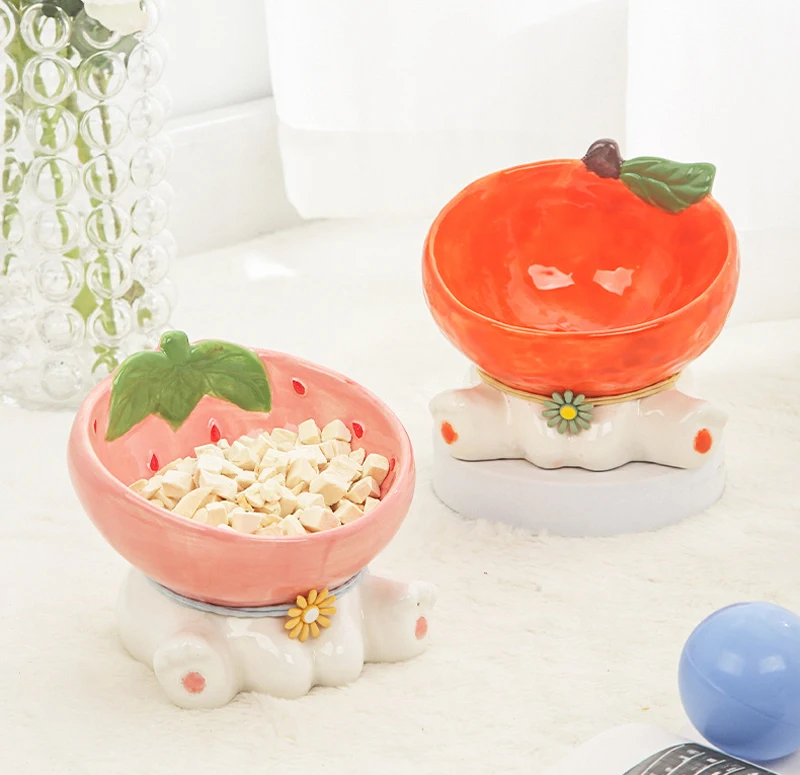 Creative Ceramic Food Bowl Protects Cervical Vertebrae from Overturning Eating Dog Cat - PeticaDeals