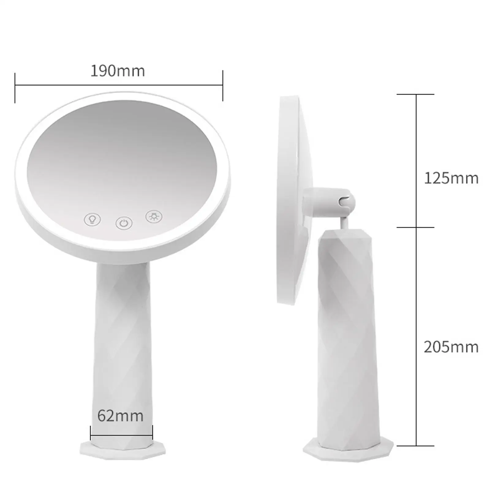 Cosmetic Light up Mirror Rechargeable 360 Rotation Tabletop Lamp Vanity Mirror for Travelling Home Dormitory Girl Gift Bathroom