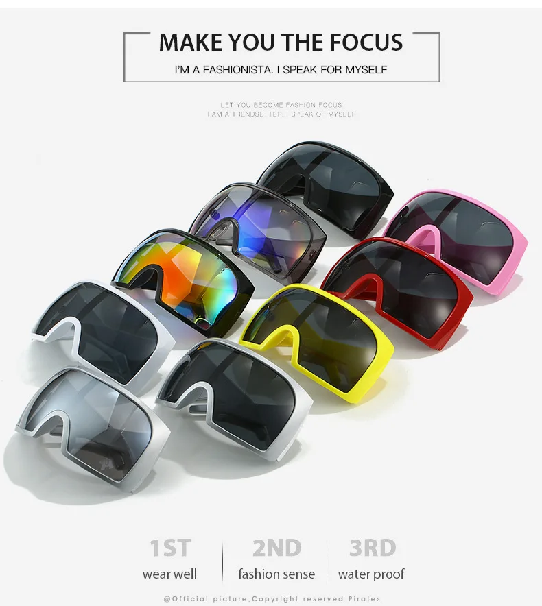 Y2K Vintage Luxus Marke Designer Übergroße Sonnenbrille Frauen Für Männer Trendy Punk Großen Rahmen Sonnenbrille Sport Goggle – Detail 3