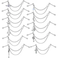 Double Piercing Chain Stud Earring Industrial Piercing Chain Earrings Tassel Cartilage Helix Jewelry Connected Stud Earring Lobe - Image 2