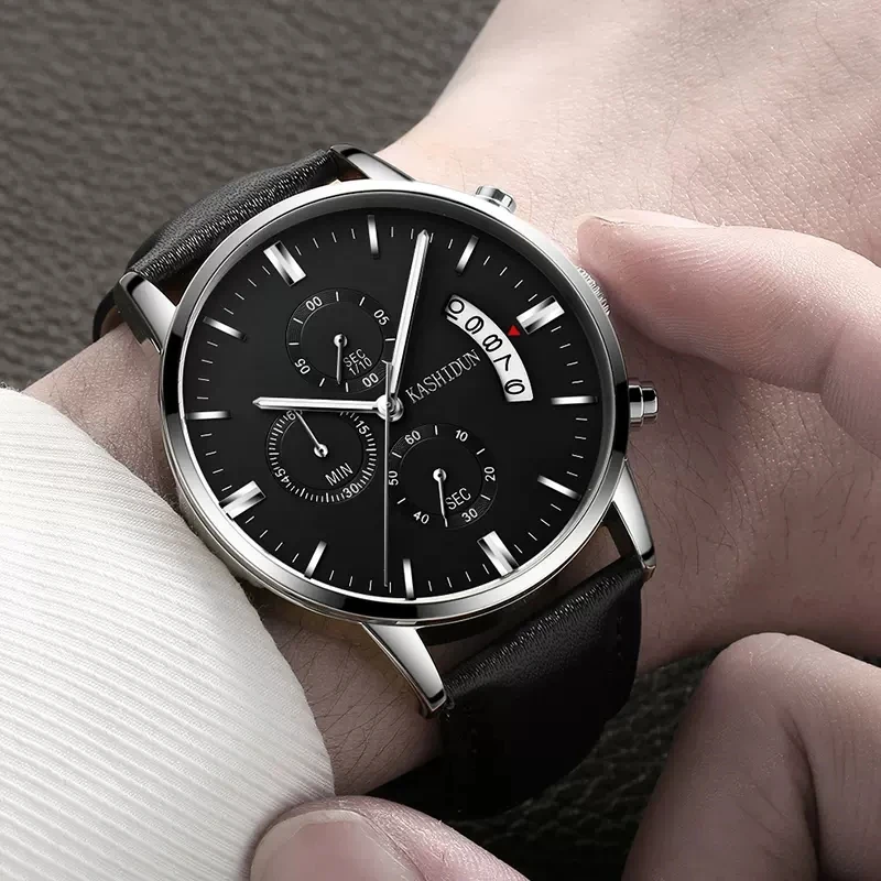2023 Fashion Men's Watch Brand Luxury Male Quartz Watches Minimalist Casual Leather Strap Digital Calendar Wristwatch Men Clock 3