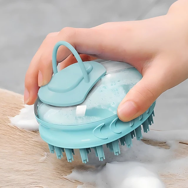 Pet Dog Cat Bath Brush 2-in-1 Pet SPA Massage Comb Soft Silicone Pet Shower Hair Grooming Cmob Dog Cleaning Tool Pet Supplies 4
