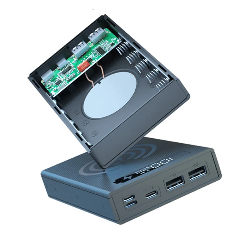Battery Holder 18650 Battery Holder Detachable Power Bank Case 12V PD QC3.0 USB C Quick Wireless Charging DIY Shell 5*18650 Battery Storage Box