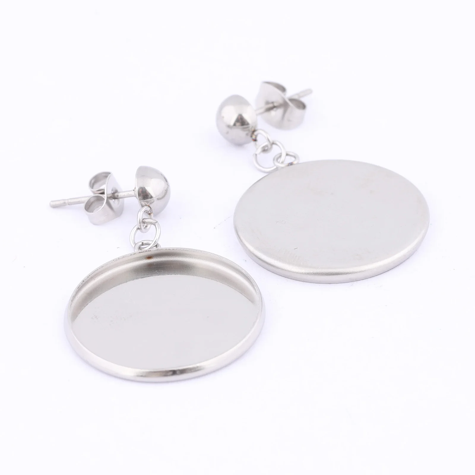 10pcs 스테인레스 스틸 맞는 20mm 카보 숑 귀걸이 기본 공백 Diy 포스트 귀걸이 결과 보석 만들기 용품
