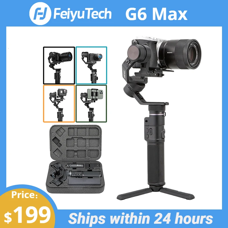 Feiyutech-公式g6 maxポータブル3軸ジンバルスタビライザー,ミラーなしポケットアクションカメラ用,Sony zv1 canon  gopro 8