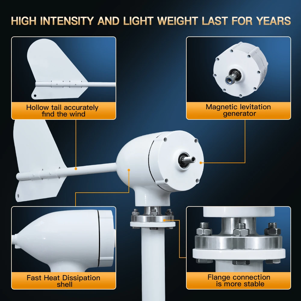 Daily 15kwh 4000W Turbine Solar System With Free Charging Controller Yacht Farm Family Farm 220V With Lithium Battery