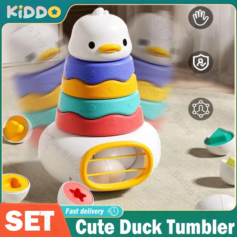 

Cute Duck Storage Stack Shaped Sorting Game Montessori Toys Toy Tumbler Toys Parent-Child Interactive Toys for Kids Child Gifts