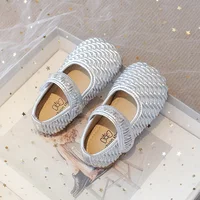 Fashion Design Girls Oxfords Spring Autumn Kids Soft PU Leather Shoes For Girl Princess Flats Mary Jane Shoes Silver, Black 1