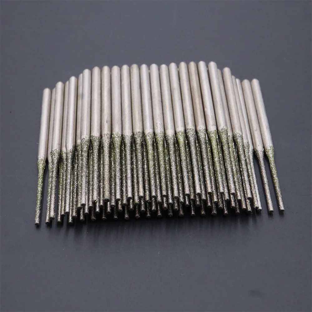 10pcs diamond drilling bits diamond grinding burr stone pearl drilling tips hole drilling tips diamond drills 0 8mm 4mm 100pcs Diamond Grinding point 0.8mm-2.5mm Drills Mini Drills for Stone Hole Drilling Bits 120#